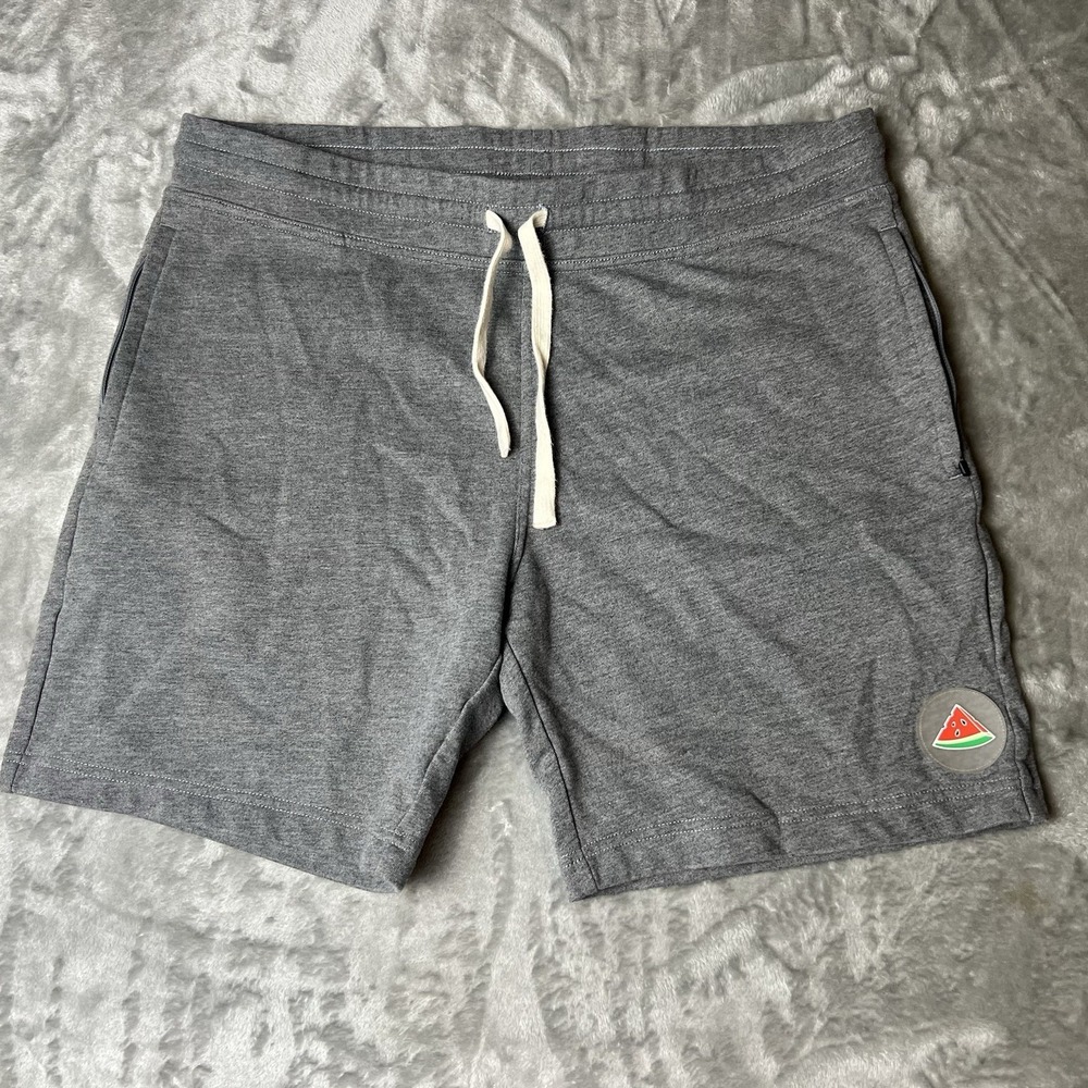 Eubi Mens Terry Shorts XL Gray Patch Logo Zipper Pockets Drawstring Athleisure